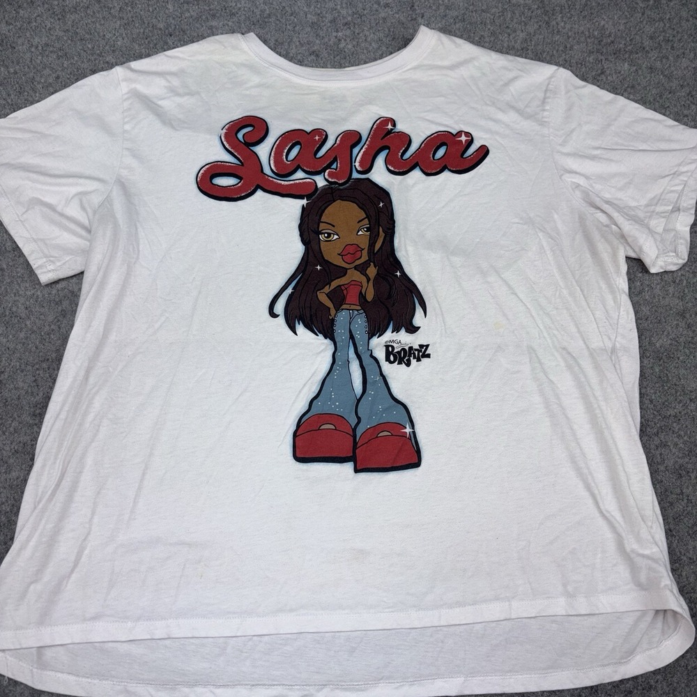 Bratz T Shirt Women's 2X Sasha Graphic Tee Y2K Doll MGA White Plus Size